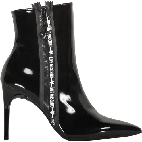 Spitze Zehen Stiletto Absatz Lederstiefel - Love Moschino - Modalova