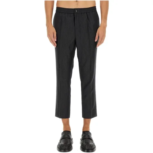 Woll Cropped Hose , Herren, Größe: M - Ami Paris - Modalova