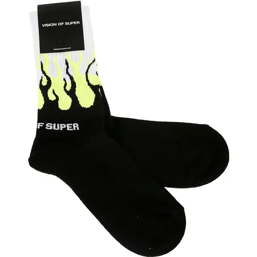 Schwarze gelbe Fluo -Doppel -FS -Socken - Vision OF Super - Modalova