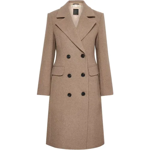 Classic Lapel Coat in Sandy Grey Melange , female, Sizes: 2XS - InWear - Modalova