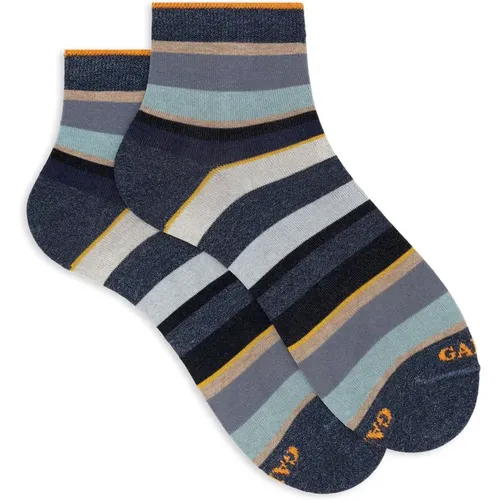 Italienische Kurze Gestreifte Socken , Damen, Größe: S - Gallo - Modalova