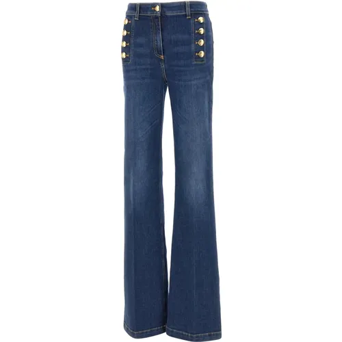 Dark Flared Denim Jeans , female, Sizes: W27, W28, W25, W29, W26, W30 - Elisabetta Franchi - Modalova