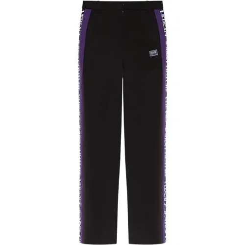 Elegant Straight Leg Pants with Logo DetailSize 42 , female, Sizes: S - Versace Jeans Couture - Modalova