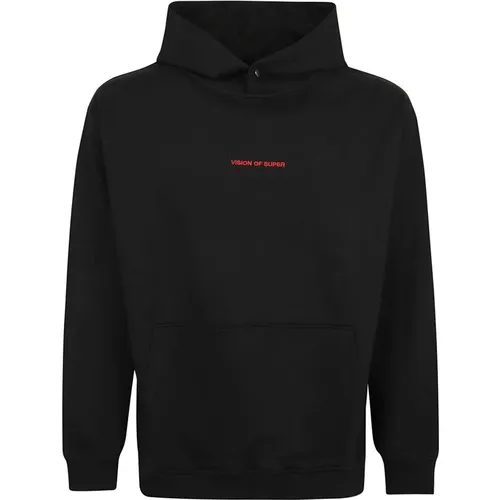 Schwarzer Baumwoll-Sweatshirt für Männer , Herren, Größe: L - VISION OF SUPER - Modalova