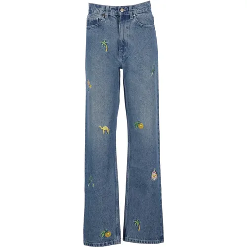 Cotton Jeans with Embroidered Details , female, Sizes: W28, W26 - Casablanca - Modalova