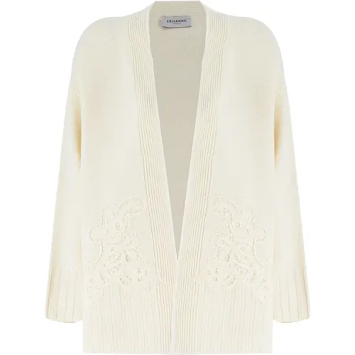 Blumenapplikation Rippstrick Cardigan - Ermanno Scervino - Modalova