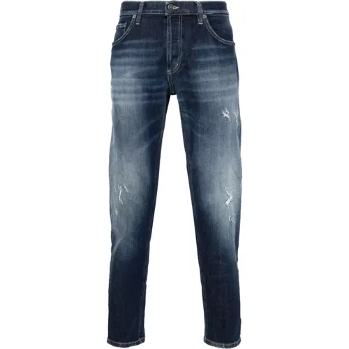 Blaue Distressed Skinny Jeans , Herren, Größe: W32 - Dondup - Modalova