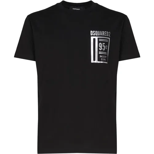 Schwarze T-Shirts und Polos mit 98% Baumwolle , Herren, Größe: M - Dsquared2 - Modalova