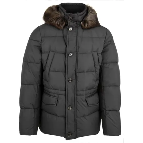 Quilted Coat with Zip and Button Closure , male, Sizes: 3XL, 5XL, XL, 4XL - Moorer - Modalova