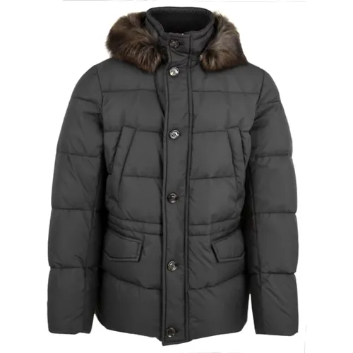 Quilted Coat with Zip and Button Closure , male, Sizes: 3XL, M, 5XL, XL, 4XL, L - Moorer - Modalova