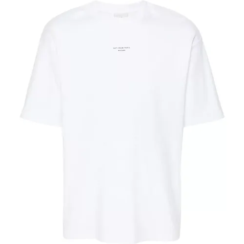 Weiße Baumwoll-T-Shirt mit Slogan-Druck , Herren, Größe: S - Drole de Monsieur - Modalova