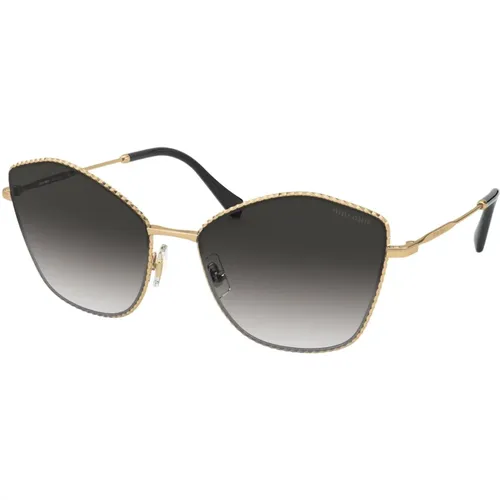 Gold/Grey Shaded Sunglasses , female, Sizes: 60 MM - Miu Miu - Modalova