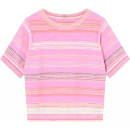 Short Sleeve Knit Sweater with Glimmer Stripes , female, Sizes: L, M, S - Gustav - Modalova