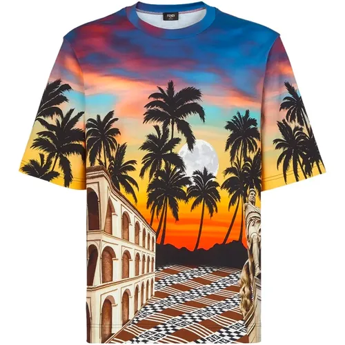 Summer in Roma T-shirt , male, Sizes: S, L - Fendi - Modalova