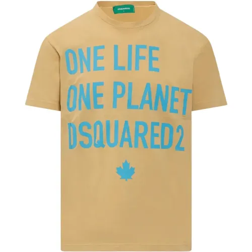 Gelbes Planet T-Shirt , Herren, Größe: M - Dsquared2 - Modalova