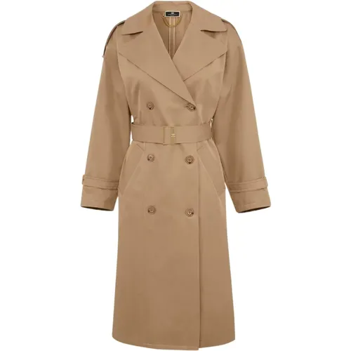 Oversized Cotton Gabardine Coat , female, Sizes: XS, 2XS, M, S - Elisabetta Franchi - Modalova