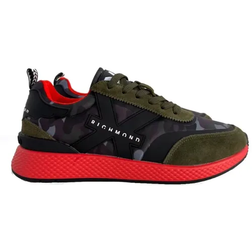 Military Print Leather Sneakers , male, Sizes: 9 UK, 5 UK, 6 UK - John Richmond - Modalova