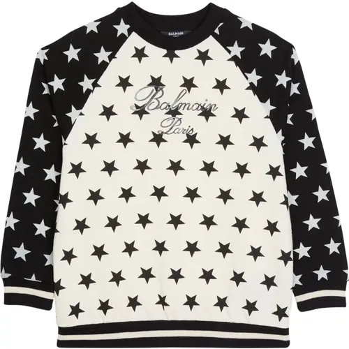 Signature Sweatshirt mit Sternen - Balmain - Modalova