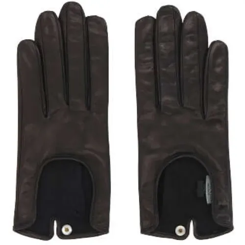 Leather Gloves with Front Opening , female, Sizes: L - Durazzi Milano - Modalova