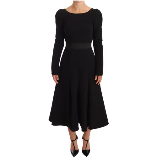 Schwarzes Stretch-Scheidekleid mit offenem Rücken - Dolce & Gabbana - Modalova