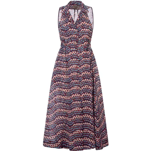 Wave & Heart Print Midi Shirt Dress , female, Sizes: S - Alessandro Enriquez - Modalova
