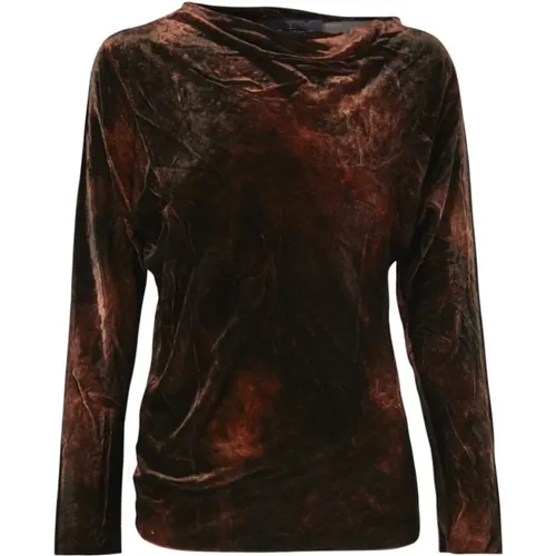 Angelina, asymmetrical velvet top , female, Sizes: L, 2XL, M, XL, S - Cortana - Modalova