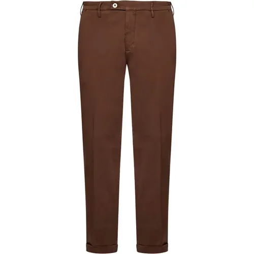 Slim-fit hazelnut capri trousers with pockets , male, Sizes: W40, W34, W38, W33, W32 - Michael Coal - Modalova