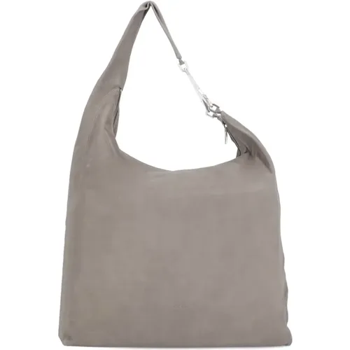 Grey Leather Shopping Bag with Carabiner , female, Sizes: ONE SIZE - Rick Owens - Modalova