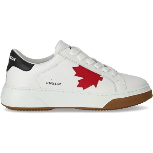 Weiße Ahornblatt Leder Sneaker - Dsquared2 - Modalova