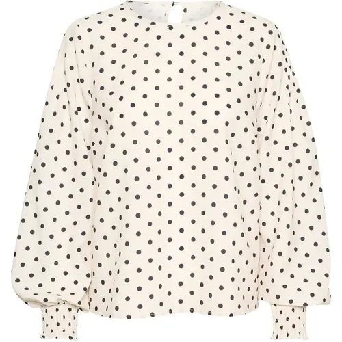 Polka Dot Bluse Top , Damen, Größe: 3XL - Kaffe - Modalova