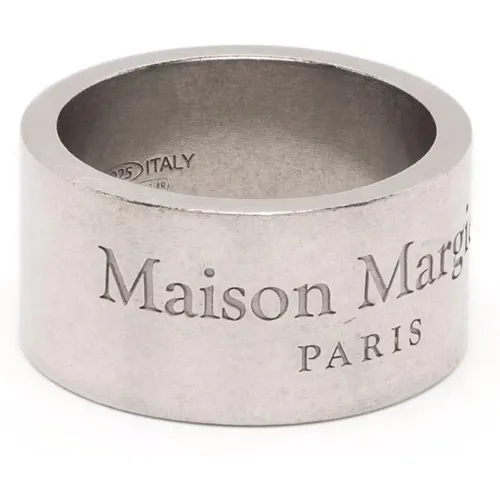 Engraved Logo Silver Brass Ring , male, Sizes: M - Maison Margiela - Modalova