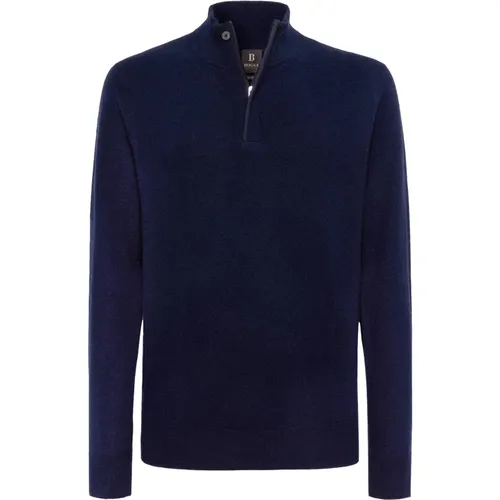 Wolle/Kaschmir Halbzip Pullover,Wolle/Kaschmir Halb-Zip Pullover - Boggi Milano - Modalova