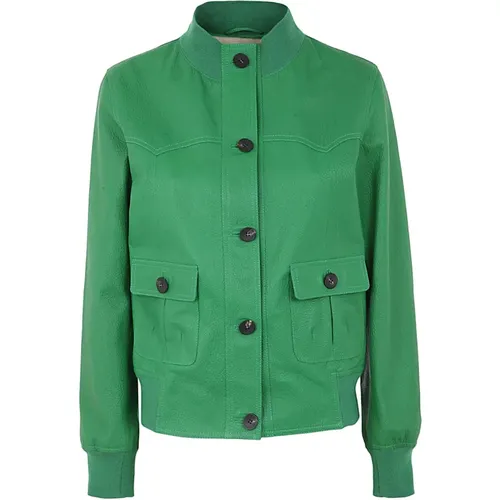 Emerald Lamb Leather Bomber Jacket , female, Sizes: XS - Giorgio Brato - Modalova