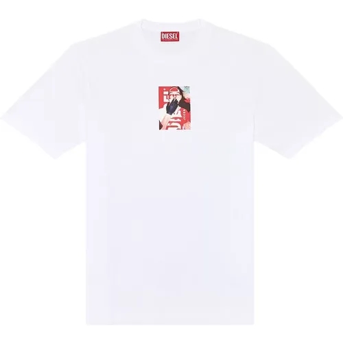 T-Shirt mit Foto-Print-Logo , Herren, Größe: M - Diesel - Modalova