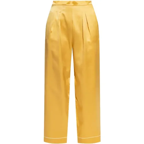 Seidige Gelbe Pyjamahose mit Falten , Damen, Größe: M - Eres - Modalova
