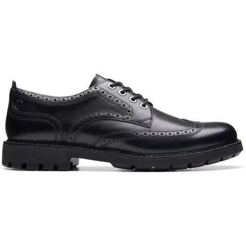 Schwarzer Leder Brogue Schnürschuh , Herren, Größe: 39 1/2 EU - Clarks - Modalova