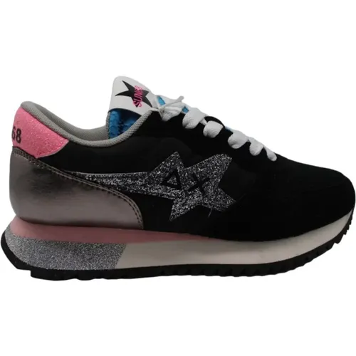 Running Sneakers for Girls with Glitter Logo , female, Sizes: 4 UK - Sun68 - Modalova