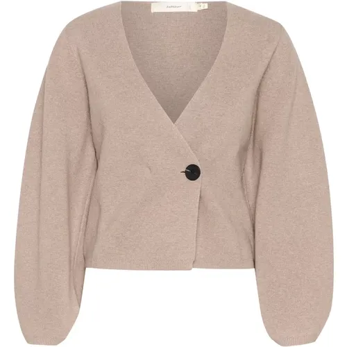 Soft Knit Cardigan Sandy Grey Melange , female, Sizes: XL, L - InWear - Modalova