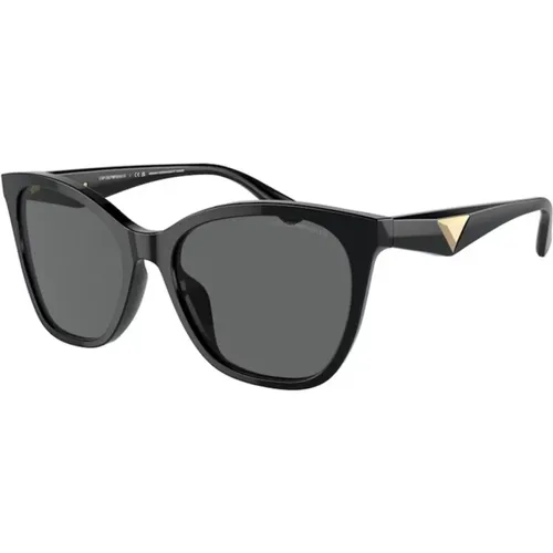 Stilvolle schwarze Sonnenbrille mit dunkelgrauen Gläsern - Emporio Armani - Modalova