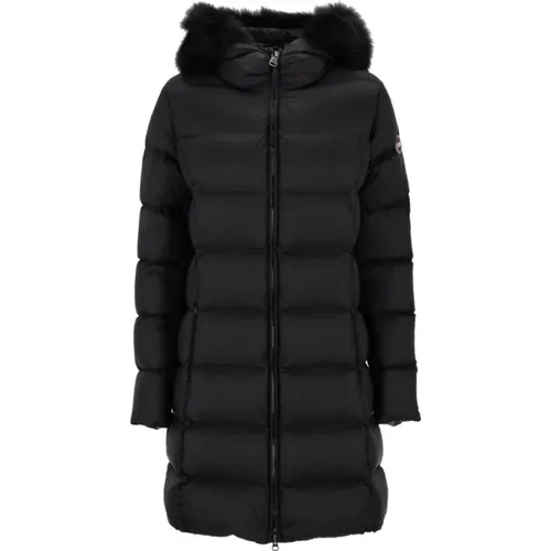 Schwarze Iridescent Daunenjacke mit Kapuze , Damen, Größe: XL - Colmar - Modalova