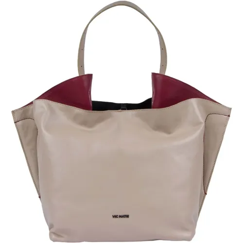Fango Leather Shopping Bag with Bordeaux Details , female, Sizes: ONE SIZE - Vic Matié - Modalova