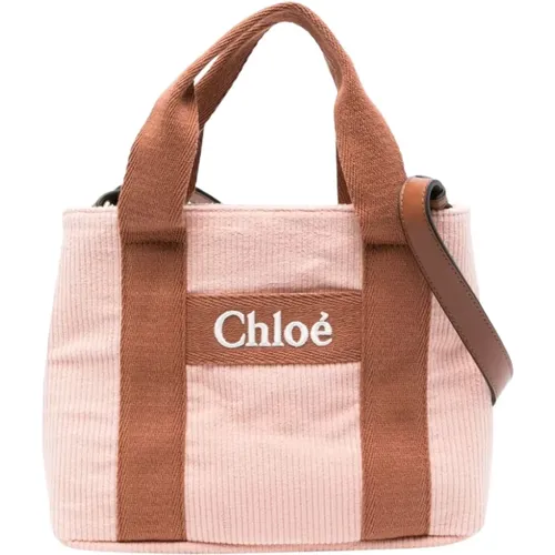 Rosa Cord-Leder-Schultertasche - Chloé - Modalova