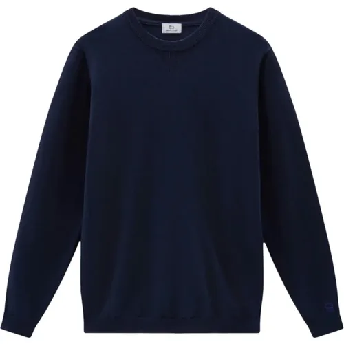 Classic Cotton Sweater with Round Neck , male, Sizes: 3XL, 2XL, L, S, M - Woolrich - Modalova