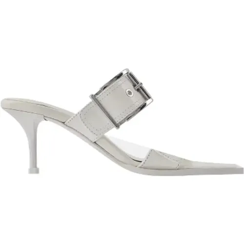 Lambskin Leather Sandals, Blanc - 9359 New Ivory/Silver , female, Sizes: 3 UK - alexander mcqueen - Modalova