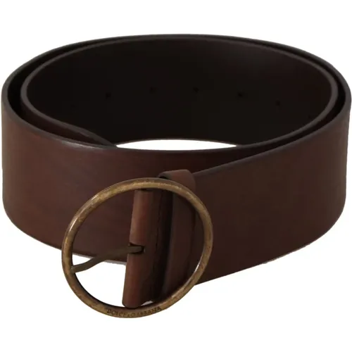 Elegant Leather Belt with Engraved Buckle , female, Sizes: 90 CM - Dolce & Gabbana - Modalova