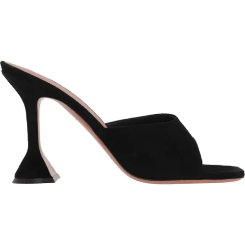 Suede Square-Toe Heeled Mules , female, Sizes: 2 1/2 UK - Amina Muaddi - Modalova