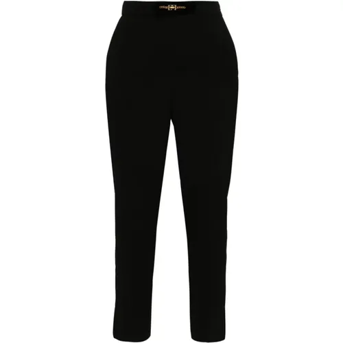 Crop Trousers with Clamp Detail , female, Sizes: M, XS, S - Elisabetta Franchi - Modalova