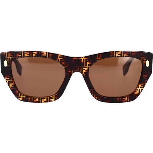 Square Sunglasses for Women in Havana with Lenses , male, Sizes: 53 MM - Fendi - Modalova