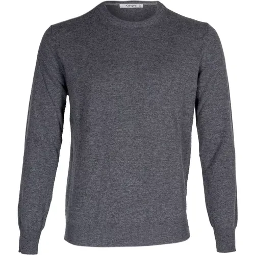 Men's Crewneck Sweater. Long Sleeve. Wool & Cashmere Blend. , male, Sizes: XL, L, 2XL - Kangra - Modalova