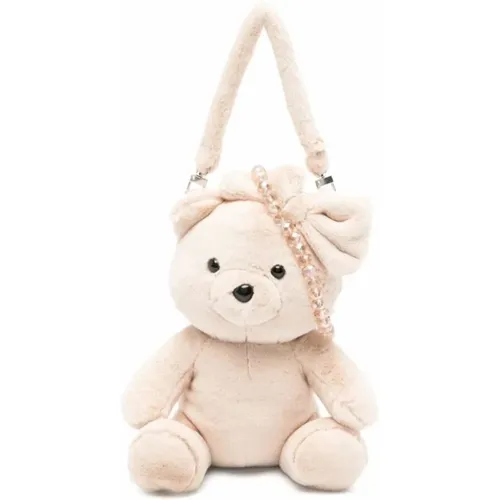 Teddybär Kunstpelz Handtasche,Teddybär Kunstpelz Tasche,Teddybär Handtasche aus Kunstpelz,Weiße Teddybär Kunstpelz Tasche - Monnalisa - Modalova